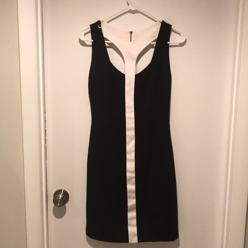 BCBG stretchy black and white dress